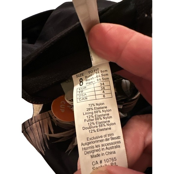 Seafolly Women's Ocean Alley F Cup Halter Bikini Top Swimsuit Size 4 Black NWOT - Picture 9 of 9